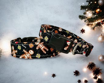 Christmas Ginger bread dog collar, handmade side release dog collar, girl dog collar, boy dog collar, custom collar, washable, adjustable