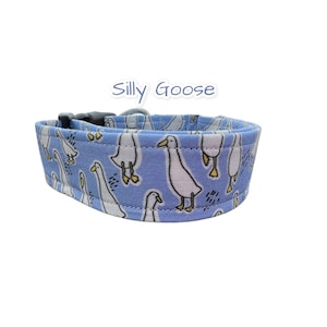 Silly goose dog collar, funny dog collar, side release, adjustable collar, washable, handmade dog collar, boy dog collar, girl dog collar