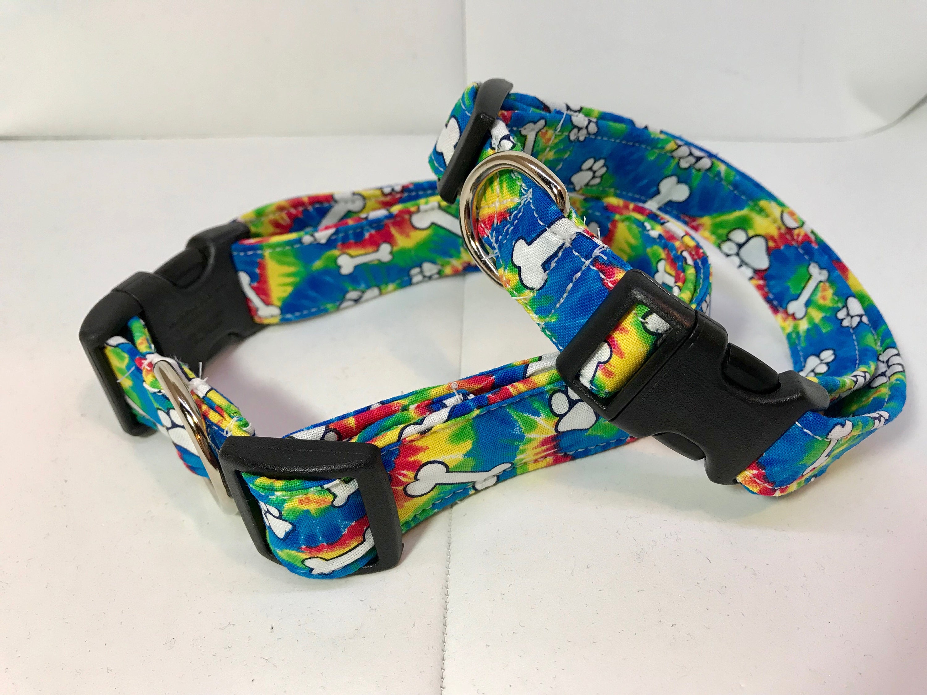 Tie dye dog collar, rainbow tie dye, dog collar, girl dog collar, boy