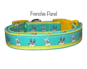 Dog collar, French bulldog, frenchie, side release collar, adjustable collar, washable collar, fabric dog collar, boy dog collar, mint green