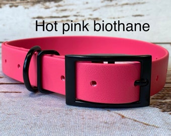 Biothane dog collar, pink dog collar, dog collar, buckle dog collar, waterproof collar, hot pink biothane, vegan leather dog collar