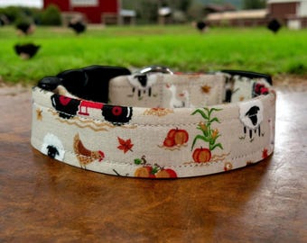 Farming dog collar, fabric handmade side release collar, girl dog collar, boy dog collar, custom collar, washable & adjustable dog  collar