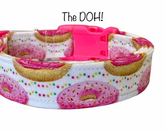 Donut dog collar, wide dog collar, donut lover, dog collar, fabric dog collar, thick dog collar, donuts, side release dog collar, adjustable