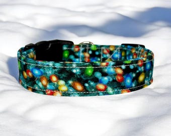 Christmas lights dog collar, handmade fabric dog collar, side release adjustable dog collar, funny dog collars, washable, gift for dog