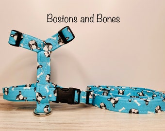 Dog Harness, dog harness and leash set, Boston terrier dog harness, boston terrier, standard Roman, step in harness, adjustable dog harness