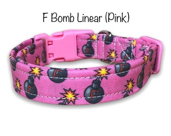 F Bomb dog collar, funny dog collar, obscene dog collar, washable, adjustable, side release collar, eco friendly collar, F bomb, dog collar