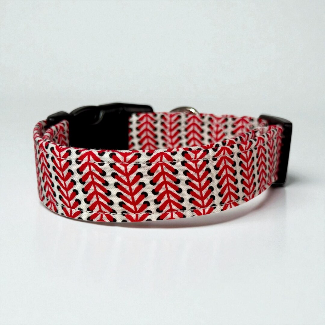 Baseball Stitching Dog Collar, Handmade Customizable Adjustable Pet ...