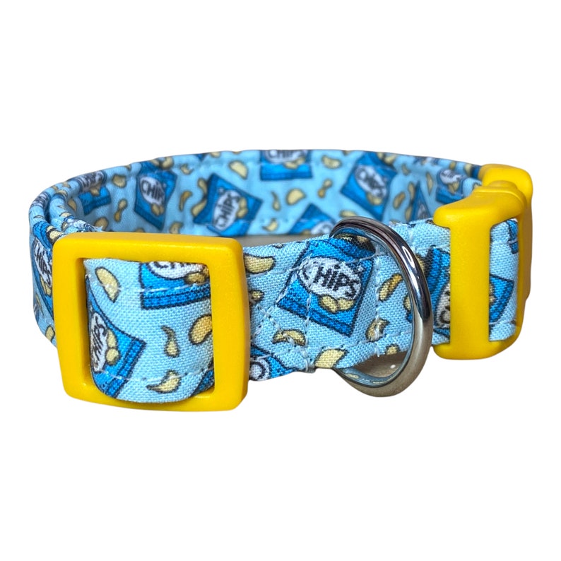Potato Chip Fabric Dog Collar: Handmade Adjustable Pet Collar, funny dog collar, side release, washable, adjustable bild 4