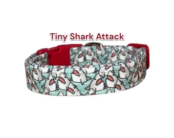Shark dog collar, dog collar, cat collar, funny dog collar, side release collar, washable collar, adjustable collar, fabric collar, sharks