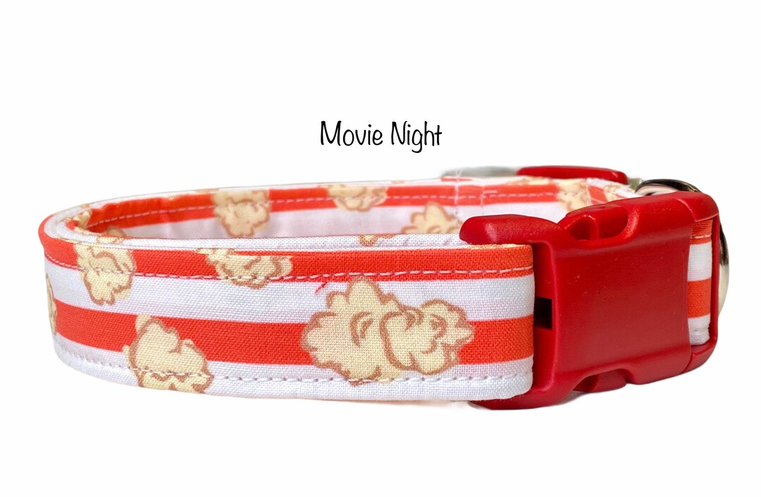 Dog Collar, Popcorn Dog Collar, Popcorn Collar, Movie Night Collar