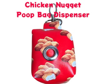 Chicken Nugget poop bag holder, dog waste bag holder, faux leather poop bag dispenser, dog waste bag dispenser, vegan leather poop bag