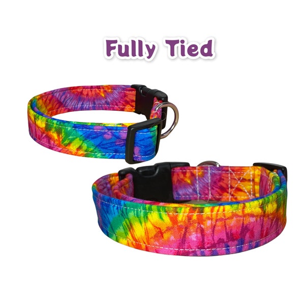 Tie dye dog collar, dog collar, handmade collar, tie dyed, side release collar, adjustable collar, washable collar, fabric dog collar,