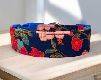 Floral dog collar, dog collars, handmade side release dog collar, funny dog collar, custom dog collar, washable adjustable dog collar