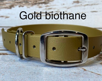 Biothane dog collar, gold dog collar, dog collar, buckle dog collar, waterproof collar, gold, gold biothane, vegan leather dog collar