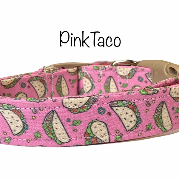 Taco dog collar, dog collar, food dog collar, pink taco, dog collar girl, taco lover, cat collar, pink, taco, eco friendly collar, washable