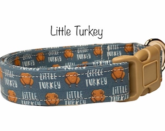 Turkey dog collar, little turkey, food dog collar, dog collar, funny dog collar, blue dog collar, eco friendly, washable, adjustable collar