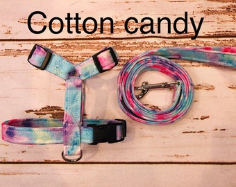 Dog harness, Harness and leash, step in harness, standard harness, dog halter, dog harness set, dog halter, female, cotton candy, sparkles
