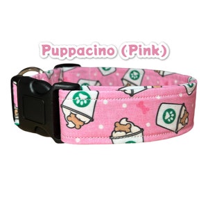 Funny dog collar, food dog collar, girl dog collar, Puppacino dog collar, coffee dog collar, Pink coffee lover collar for dogs, washable