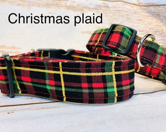 Dog Collar, girl dog collar, boy dog collar, Christmas collar, adjustable collar, holiday pet, Christmas Dog Collar, plaid dog collar