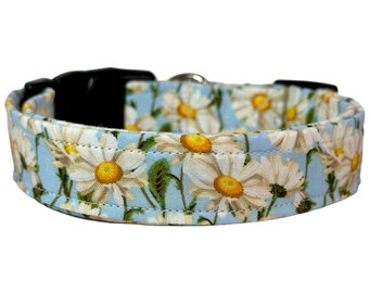 Daisy dog collar, funny dog collar, floral dog collar, Custom dog collar, adjustable washable, side release collar, handmade dog collar