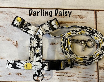 Dog harness, dog harness and leash set, step in harness, standard harness, matching leash, adjustable harness, daisy dog harness