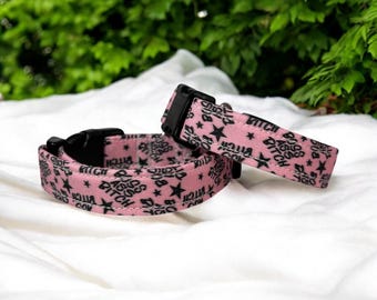 Boss ass bitch dog collar, handmade fabric dog collar, side release adjustable dog collar, funny dog collars, washable, gifts for dogs