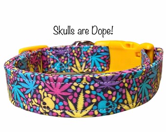 Dog collar, weed dog collar, marijuana dog collar, marijuana, weed, skull dog collar, funny dog collar, eco friendly dog collar, cat collar