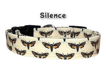 Moth dog collar, dog collar, cat collar, custom, dog collar side release collar, adjustable dog collar, washable collar, fabric dog collar,