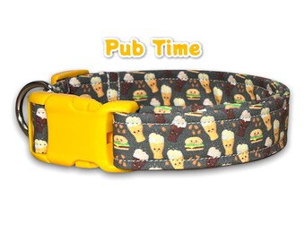 Burger dog collar, beer dog collar, food dog collar, funny dog collar, dog collar boy, dog collar girl, cat collar, side release collar
