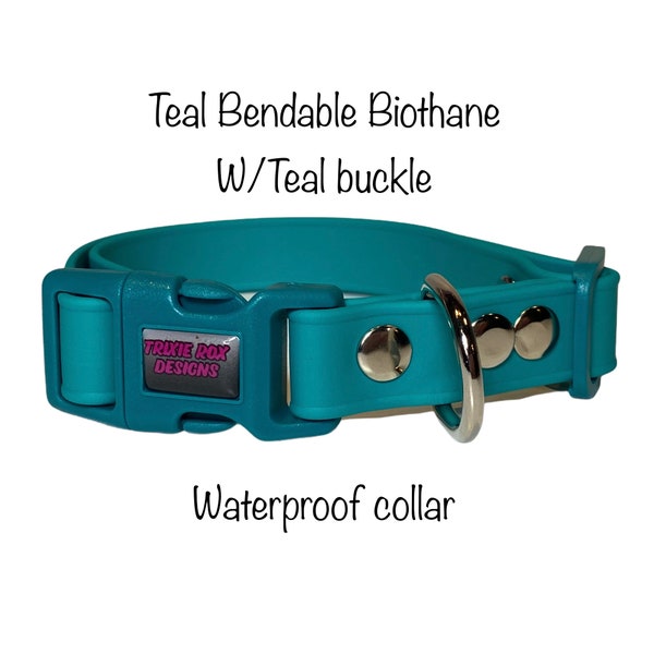 Biothane dog collar, teal dog collar, dog collar, buckle dog collar, waterproof dog collar, Adjustable Biothane Dog Collar, teal collar