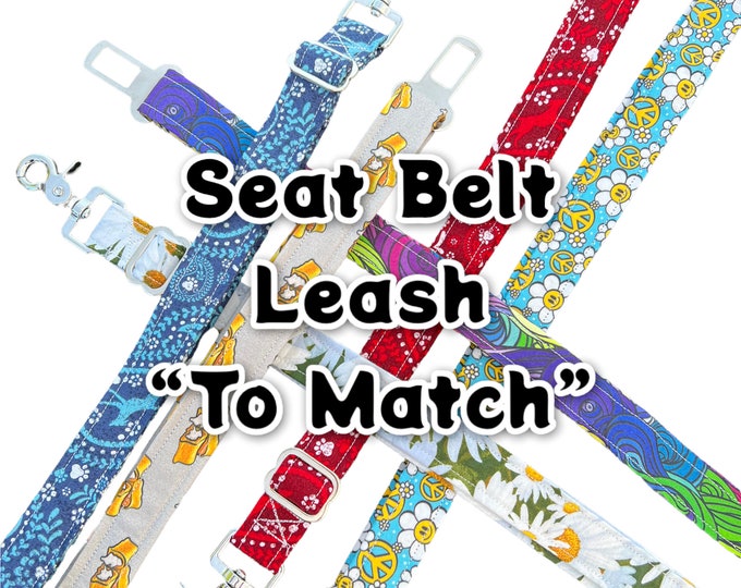 Featured listing image: Dog car seat belt, seat belt leash, dog harness seat belt,  pet seat belt, custom dog belt, you pick print, dog seat belt, pet seat belt