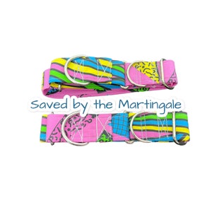 Retro Pink Martingale Dog Collar: Adjustable Choke Collar