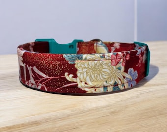 Floral dog collar, dog collar, handmade side release dog collar, funny dog collar, custom dog collar, washable adjustable dog collar