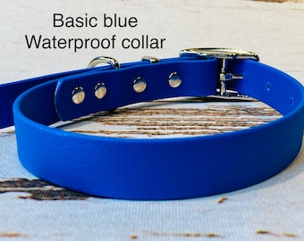 Waterproof dog collar, blue dog collar, dog collar, buckle dog collar, waterproof collar, dog collar boy, basic blue, rose gold hardware