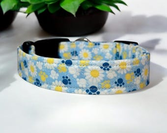 Daisy dog collar, dog collar, Girl dog collar, handmade side release dog collar, funny dog collar, custom dog collar, washable, adjustable