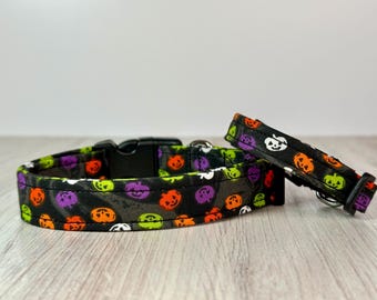 Halloween dog collar, boy dog collar, girl dog collar, handmade side release collar, washable collar, fabric dog collar,  pumpkin dog collar