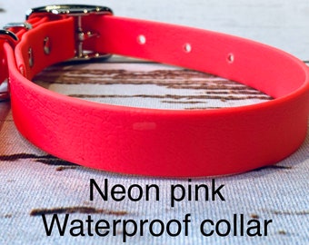 Waterproof dog collar, pink dog collar, dog collar, buckle dog collar, waterproof collar, pink, neon pink dog collar, dog collar girl