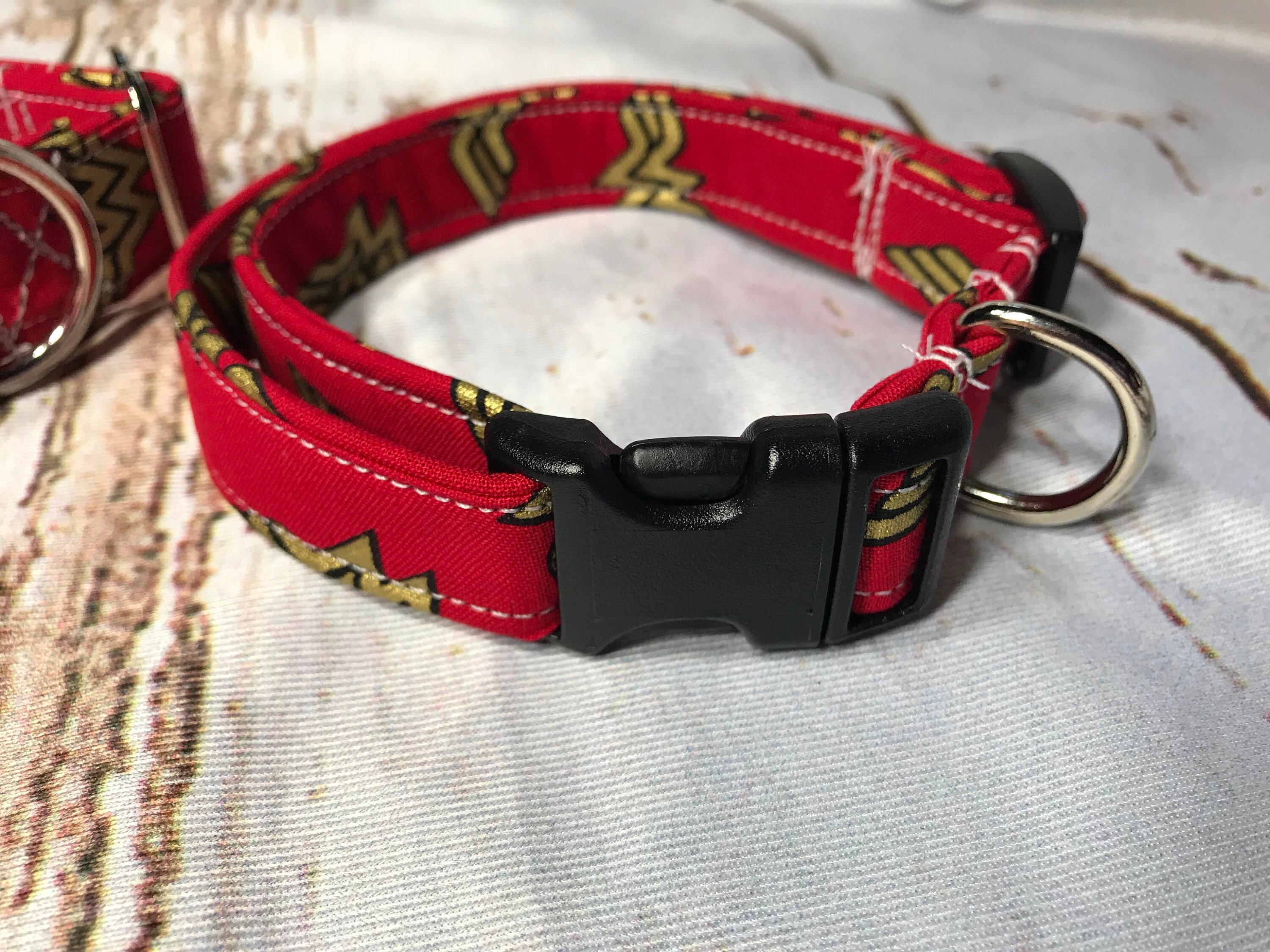 Dog Collar girl dog collar red dog collar gold adjustable Etsy
