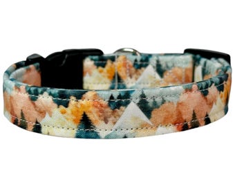 Handmade Mountain Dog Collar: Adjustable, Washable Side Release Collar, handmade funny dog collars, side release, washable
