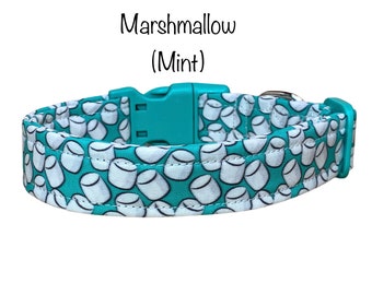 Marshmallow dog collar, food dog collar,handmade collar, funny dog collar, mint, marshmallow, eco friendly, washable, adjustable, mint green