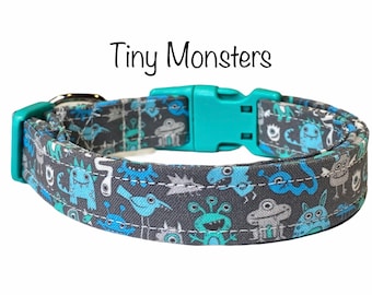 Monster dog collar, dog collar, little monsters, eco friendly dog collar, monster collar, adjustable dog collar, washable dog collar, cat