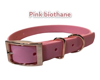 Biothane dog collar, pink dog collar, dog collar, buckle dog collar, waterproof collar, pink, rose gold hardware, dog collar girl