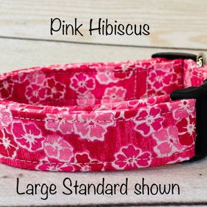 Pink Floral Dog Collar: Adjustable Side Release, Washable