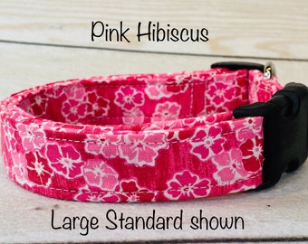 Pink floral dog collar, pink dog collar, girl dog collar, side release collar, adjustable collar, washable collar, pink flowers, pink, girl