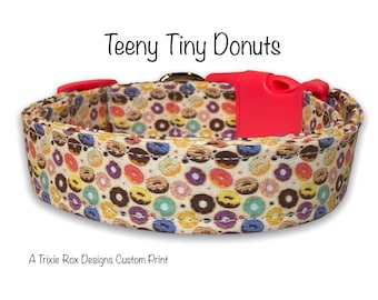 Donut dog collar, funny dog collar, food dog collar, donuts, cat collar, adjustable, washable, eco friendly, donut lover, tiny donuts