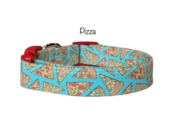 Pizza dog collar, dog collar, funny dog collar, food dog collar, pizza, cat collar, adjustable, washable, eco friendly, pizza collar, blue