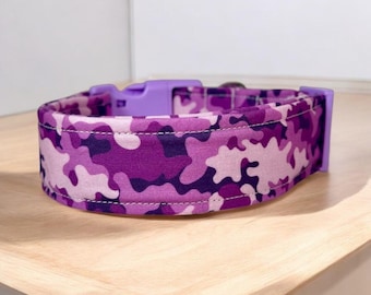 Purple camouflage dog collar, dog collar, handmade side release dog collar, funny dog collar, custom dog collar, washable collar, adjustable