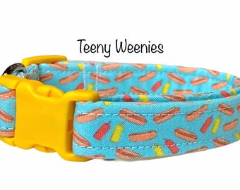 Dog Collar with Hot Dog Print, Adjustable and Eco-Friendly for Small Dogs