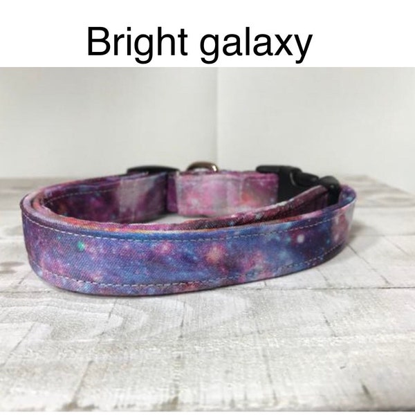 Galaxy dog collar, bright galaxy, girl dog collar, boy dog collar, purple, celestial, universe, side release, adjustable, washable collar