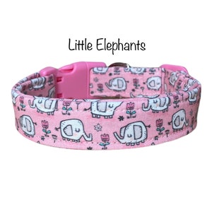 Pink Elephant Dog Collar: Adjustable Fabric Collar